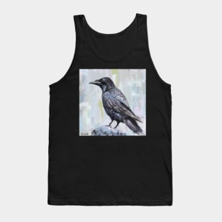 The Raven - Digital Oil Painting with Gray and Pastel Background Tank Top